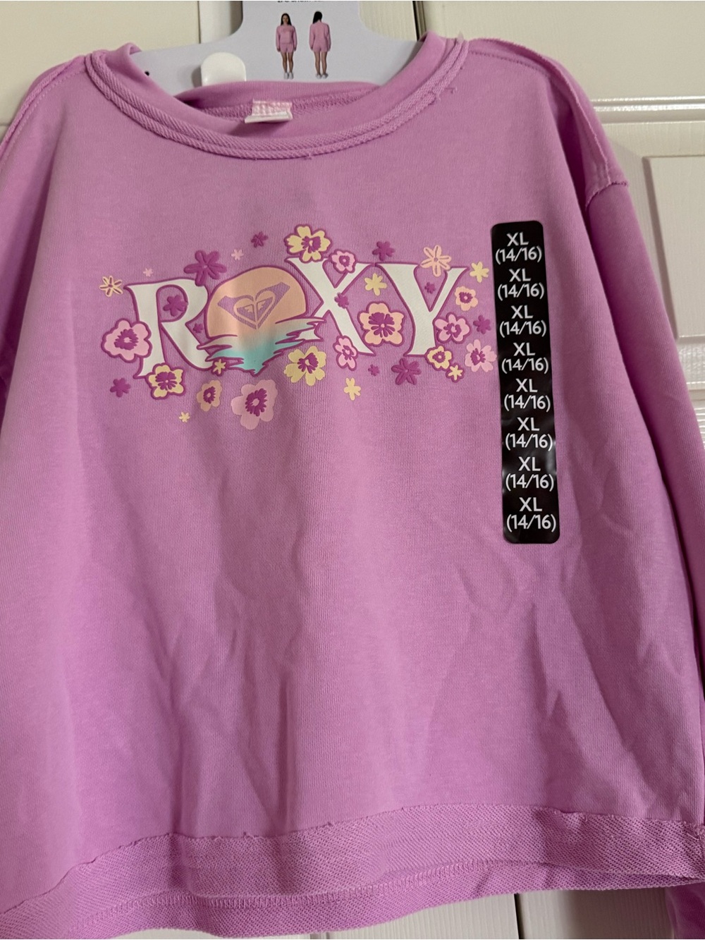 Roxy Lavender Crewneck Sweatshirt with Floral Logo